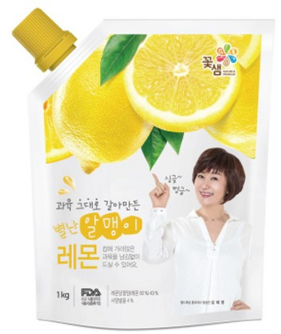 꽃샘 별난알맹이 레몬 1kg 과육그대로갈아만든