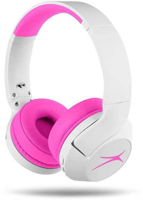 Altec Lansing Kid Safe 노이즈 캔슬링 무선 헤드폰 15H 배터리 85dB 볼륨 제한 접이식 디자인 강력한 사운드 액티브 노이즈 캔슬링 만 7세 이상, 화이트아웃 팝 핑크, 1개, Whiteout Pop Pink