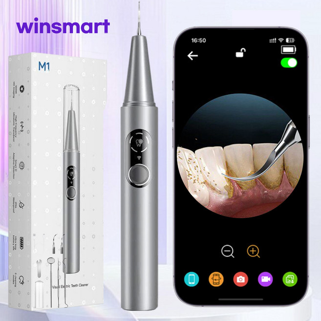 winsmart 초음파 구강 청결기 고화질 시각화 500w 고해상도 화질, 회은색, winsmart M1 pro
