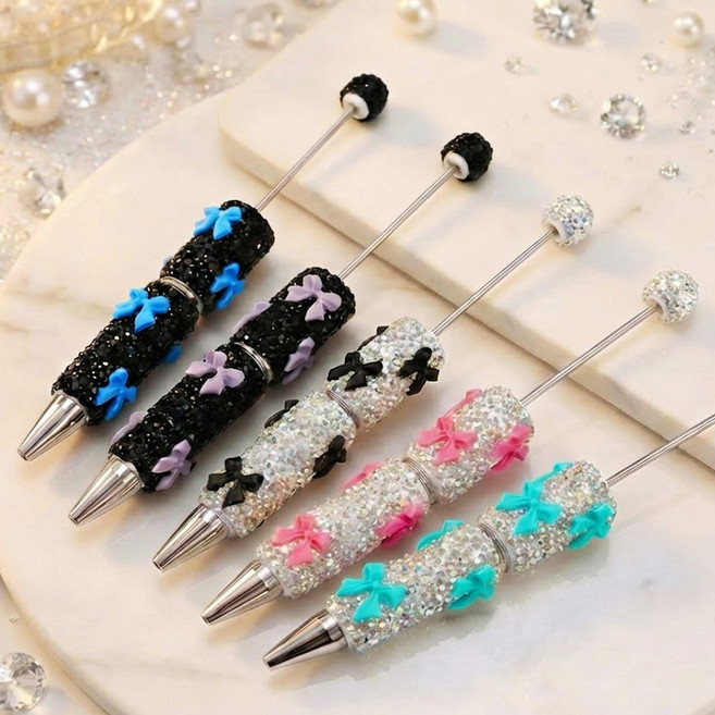 [매직북스] 큐빅 리본 볼펜 꾸미기 비즈 볼꾸 DIY 선물 만들기, 1개, 5종세트