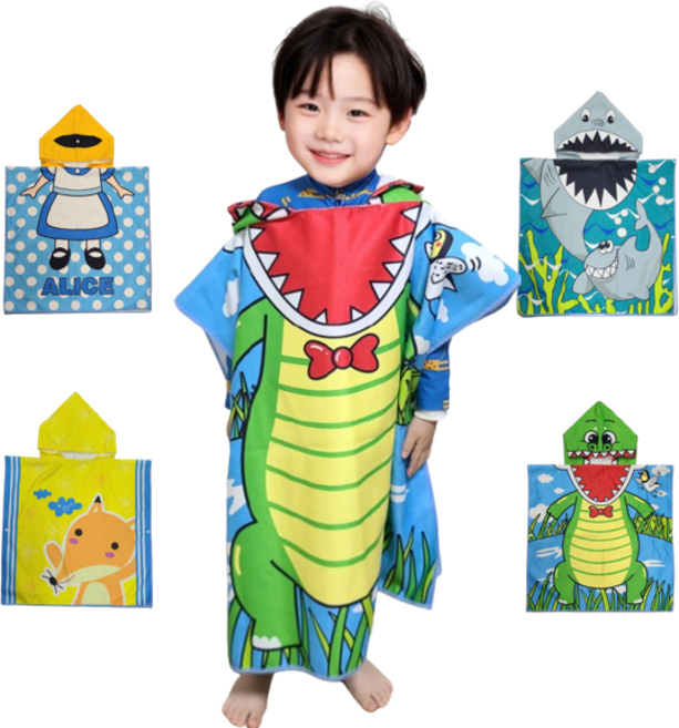 룰루레빗 안심보온 어린이 극세사 워터파크 비치 가운