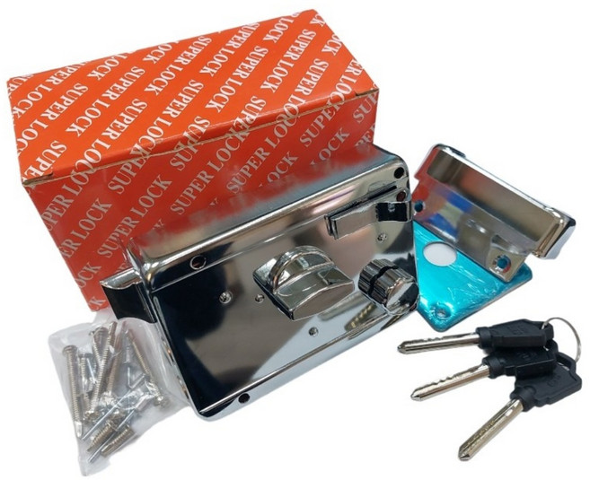 BIRD 台灣貨 連體式三段鎖 白鐵門鎖 大門鎖 鐵門鎖 卡霸鎖匙, 1套裝