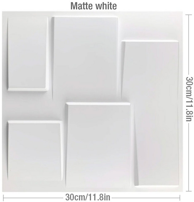 12개 30CM 3D 스티커 장식 패널 북유럽 미니멀리스트 라인 90년대 감성 거실 벽지 방수, 19 L-Matte white-12 pcs