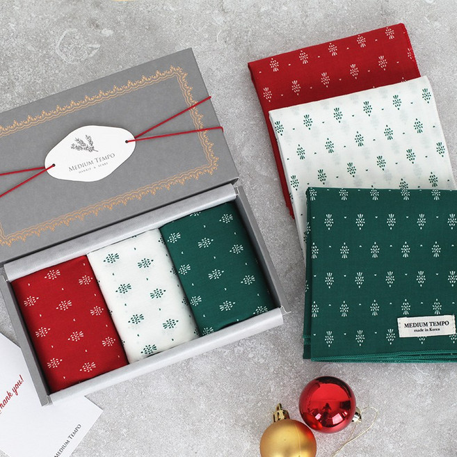 미디엄템포 남자 여성 명품 손수건 3종 순면100%