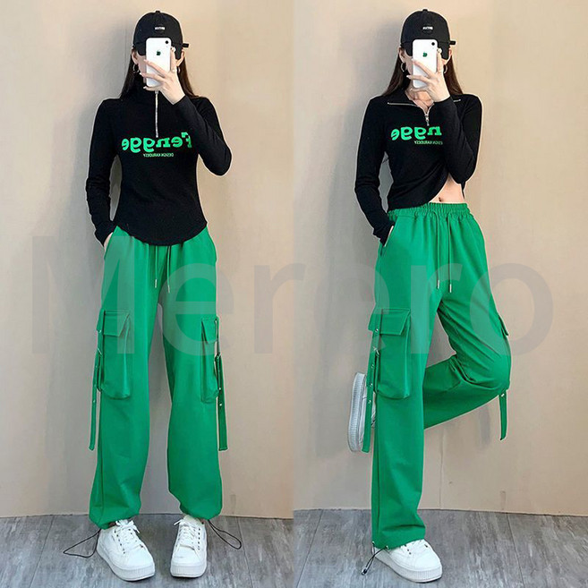 Merero ZW 줌바 댄스 의상 헬스복 댄스 체조 트레이닝 바지 팀 유니폼 에어로빅복 재즈 댄스 줌바 댄스 바지+상의 세트