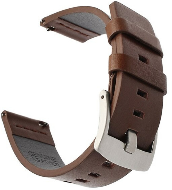 샤오미 미워치 호환 가죽 스트랩 밴드 시계줄 22mm, B 브라운-실버버클, 샤오미 미워치 호환 (22mm), 1개