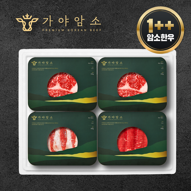 가야암소 1++등급 '실속세트' 암소한우 선물세트 800g (등심200g+등심200g+차돌200g+불고기200g) 구이용 명절선물 [원산지:국내산 한우], 1000개