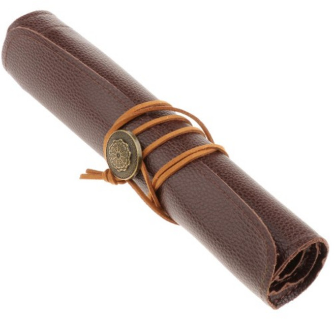 휴대용 나이프 롤업 백 PU 가죽 랩 오거나이저 포켓 파우치, 1개