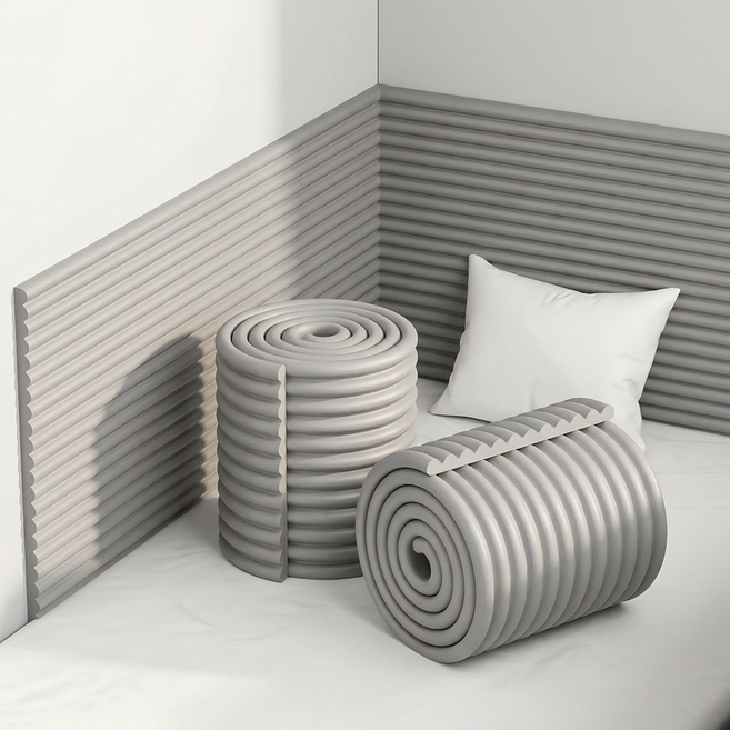 MZ생활 벽 매트 쿠션 가드 기둥 모서리 보호대 와이드 W형 충돌방지 안전가드 바닥 계단 매트 미끄럼방지 충격흡수 코너보호대, 1개, 그레이