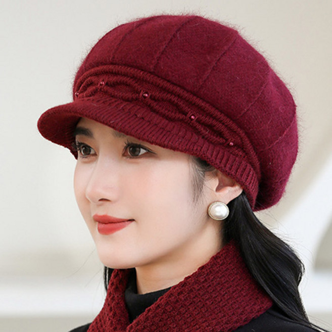 데이즈원 겨울 니트모자 여성 겨울 빵모자 중년 다이아 방한모자