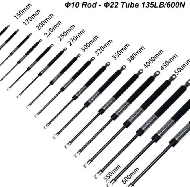스틸 아이 엔드 유압 리프트 지지대 가스 스트럿 지하실 문짝 바닥 해치 보관 침대 벤치 도구 상자 600N 13, YQ 10 22-260-600, 1개