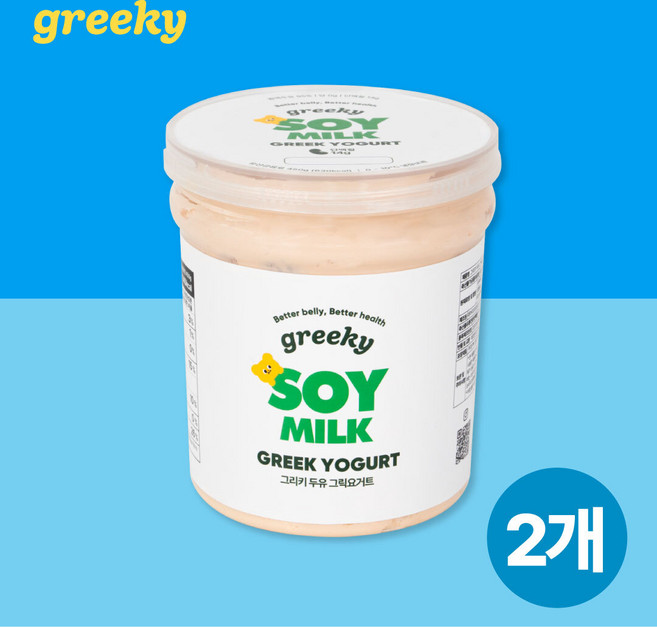 그리키 비린맛 없이 진짜 고소한 무설탕 고단백 두유그릭요거트, 2개, 450g