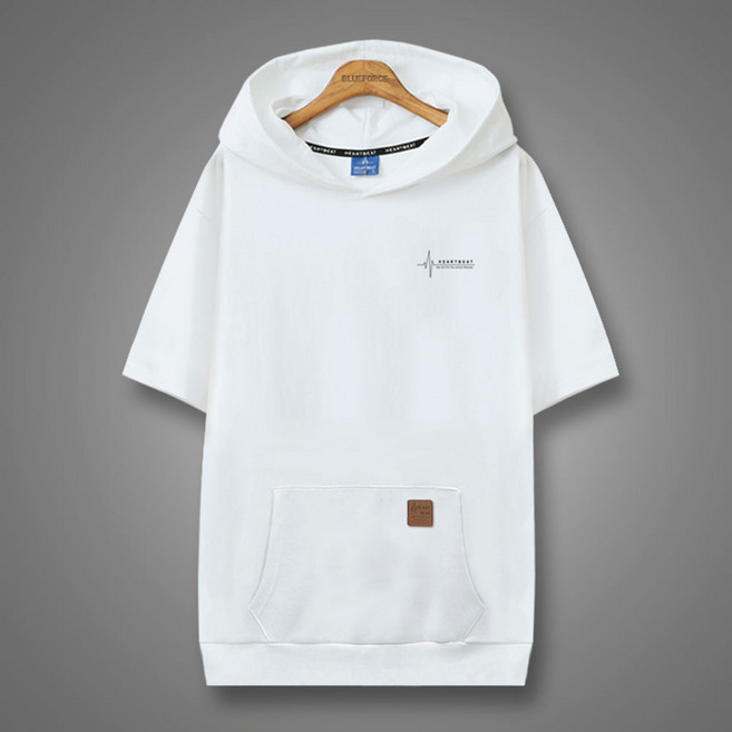 블루포스 BG레잇튼 오버핏 반팔 후드티 남자 티셔츠 남성 빅사이즈 반팔티 단체티 여름 커플티 츄리닝