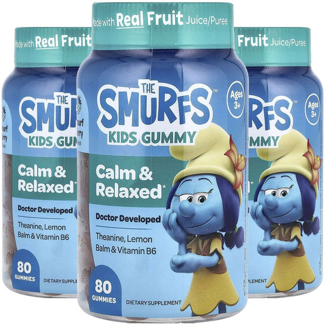 스머프 어린이 캄 & 릴렉스 Smurf 베리 맛 구미, 3개, 80정