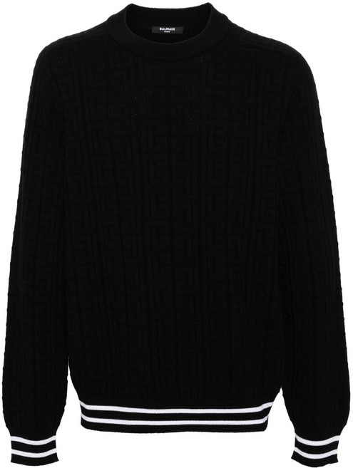 발망 자카드 패턴 메리노 스웨터