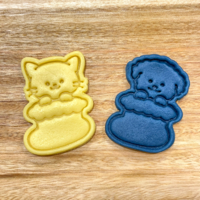 크리스마스 양말 속 동물 쿠키커터 쿠키틀 강아지 고양이쿠키커터 쿠키틀 바람떡틀 떡절편 떡도장, 2. 양말 속 고양이, 1개