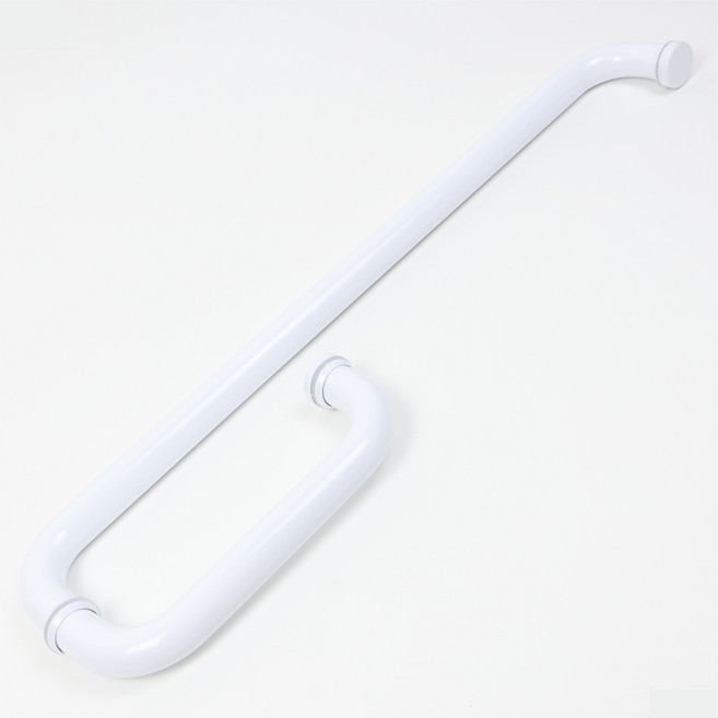 강화도어손잡이 스텐 L자 200x550mm 유리문 상가, 1개, 화이트