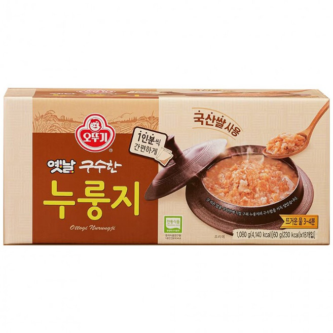 오뚜기 옛날 구수한 누룽지 60g x 18입, 1g, 1개