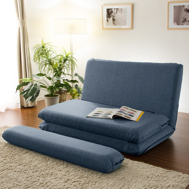 【CELLUTANE】MT3折疊雙人沙發床 MORIITO 沙發單人 躺椅 休閒椅 三種型態 14段調整, 612DBL 灰藍