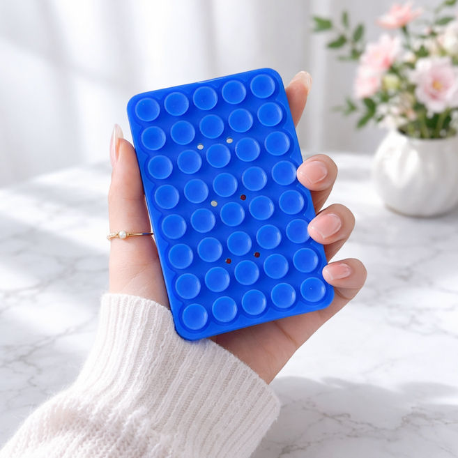 에쉬울프 파스텔 실리콘 부착 패드 양면 흡착식 핸드폰 미끄럼방지 패드 1+1, 2개, 클라인 블루