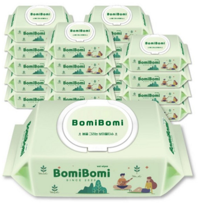 보미물티슈 캡형 대용량100매 X 10팩 /1박스, 36g, 100매, 10박스