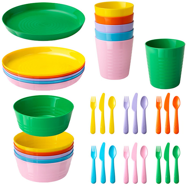 이케아 2026 NEW KALAS 칼라스 유아식기 풀세트 접시 그릇 컵 식기도구 수저세트, 멀티컬러 세트