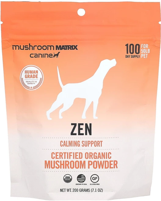 Mushroom Matrix Canine Zen 유기농 인증 버섯 분말 50lb 반려동물용 강아지 및 고양이용 200g(7.1oz), Mushroom Matrix Canine Zen ..., 1개 - 쿠팡