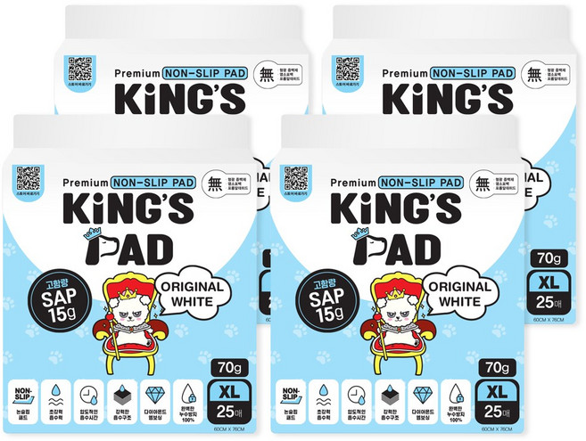 킹스패드 오리지날 배변패드 3초흡수, 4개, 25개입
