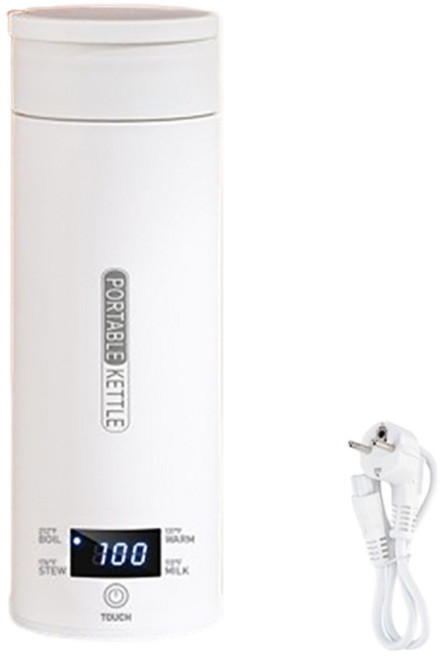 DS 휴대용 전기포트 액정 디스플레이 가열식 텀블러 주전자 4단계 조절 보온 보냉, 화이트