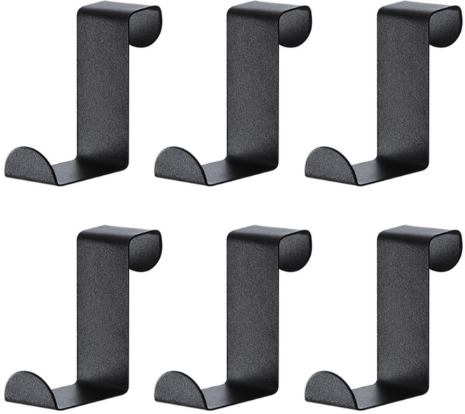 에코로버 다용도 도어 후크 걸이, 6개, 블랙