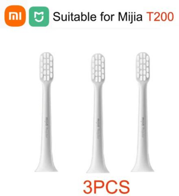 샤오미 미지아 소닉 전동 칫솔 헤드 교체 칫솔 헤드 부드러운 듀퐁 강모 브러시 T100 T200 T300 T301 T302 T700, 4)T200 T200C 3PCS