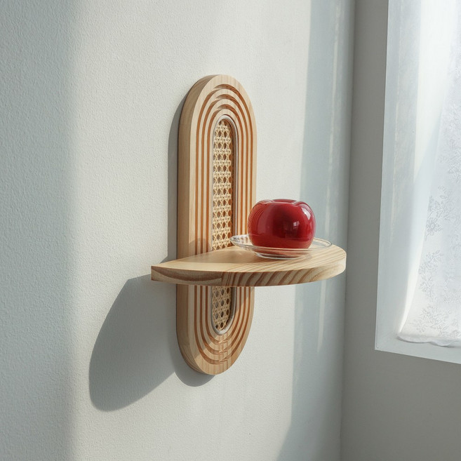 케이트가든 라탄 벽 선반 원목 나무 우드 수납 정리대, 메이플, 1단