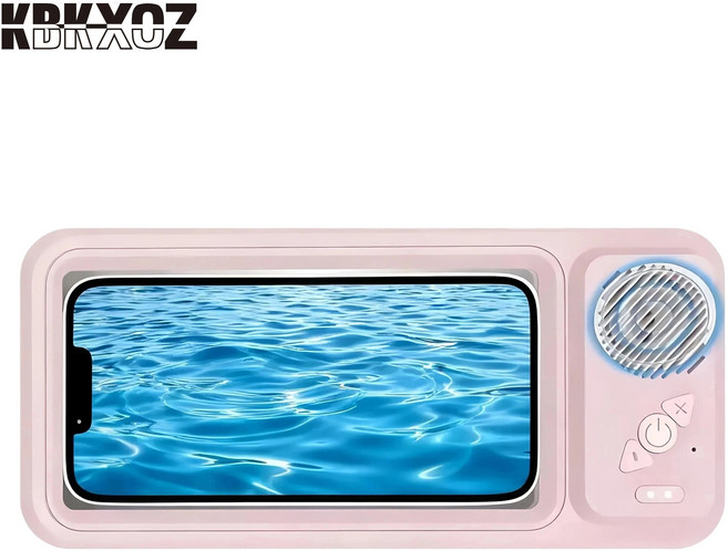 KBKXOZ 욕실 방수 휴대폰 거치대 / 블루투스 스피커 내장 / 360도 회전 각도조절/터치스크린 지원, 1개, 핑크색