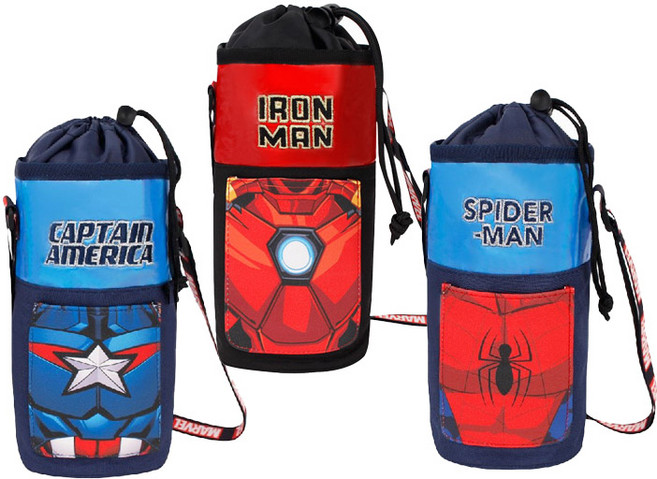 마블 스파이더맨 아이언맨 캡틴아메리카 포인트 물병 주머니, 캡틴아메리카 네이비, 1개