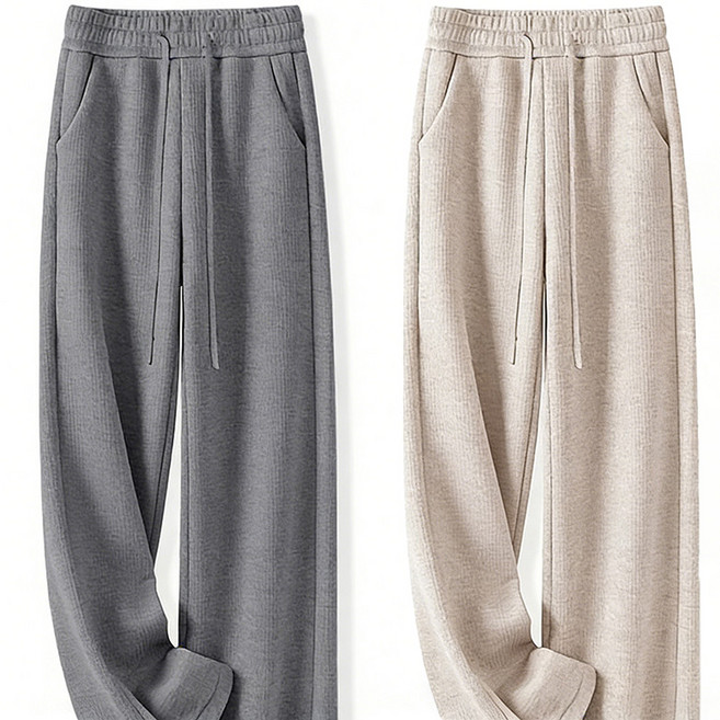 ORZQU 1+1 봄 가을 여성 하이웨스트 일자 와이드 팬츠 데일리룩