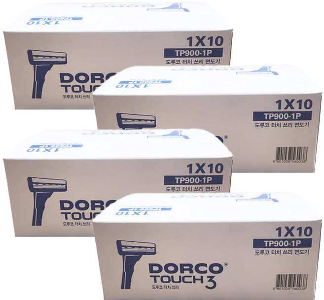 Razor (개별포장) 터치3 3중날 일회용면도기, 4세트, 10개입 - 쿠팡