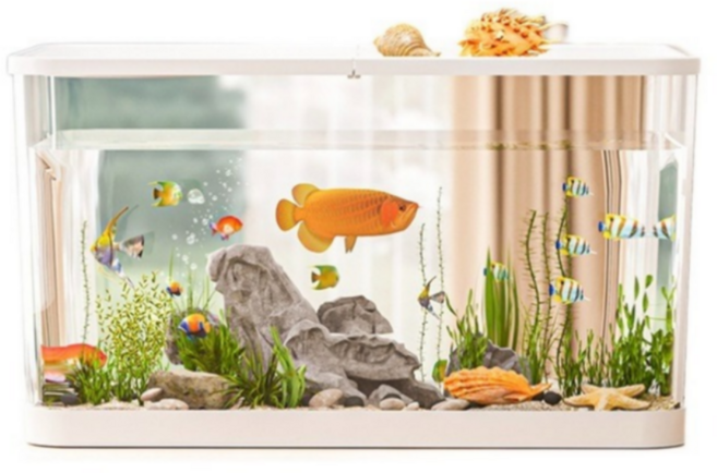가볍고 깨지지 않는 투명 아크릴 수족관 거북이 어항, 1개, 화이트