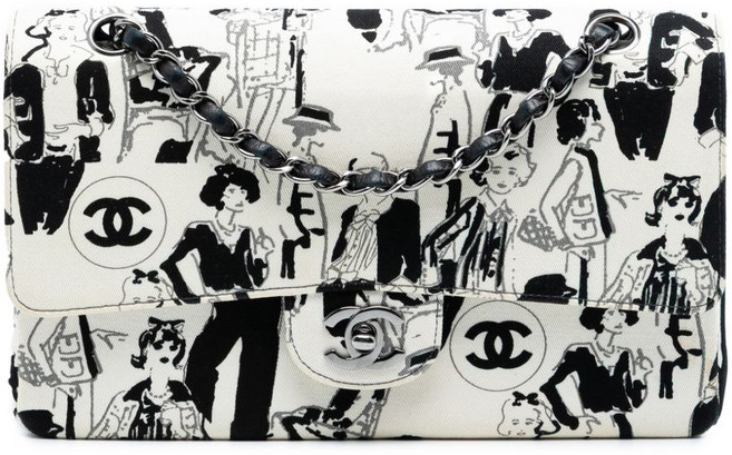 샤넬 중고 2003-2004 Medium Classic Canvas Coco Mademoiselle Double Flap shoulder bag