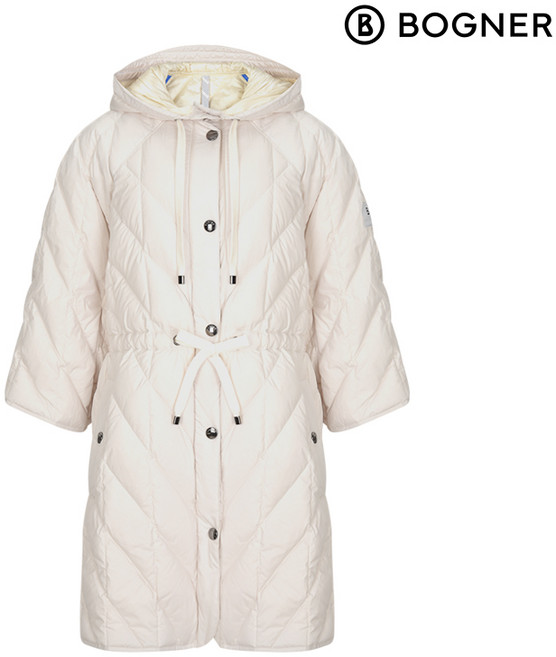 [보그너] 여성 사선 다이아몬드 퀼팅 롱기장 다운점퍼 O_WHITE