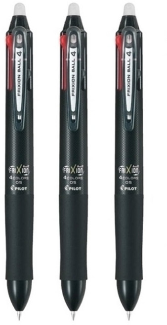 지워지는 프릭션 다색볼펜, 3개, 0.5mm 4색 블랙