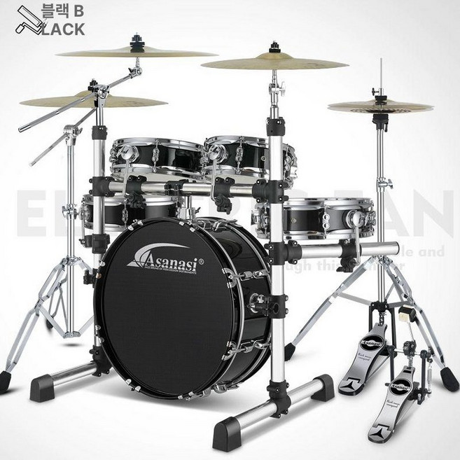 저소음 드럼 세트 초보자 BF301 연습, 1개, 밝은 블랙 5드럼 4심벌 R80