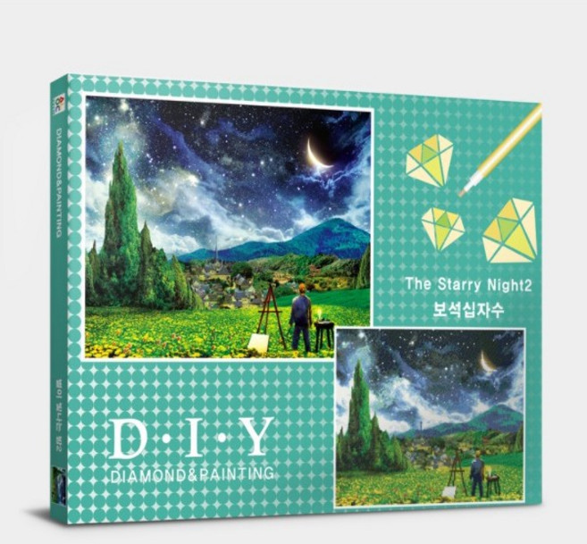 DIY 별이빛나는밤2 캔버스형 보석십자수 50x40, 1개