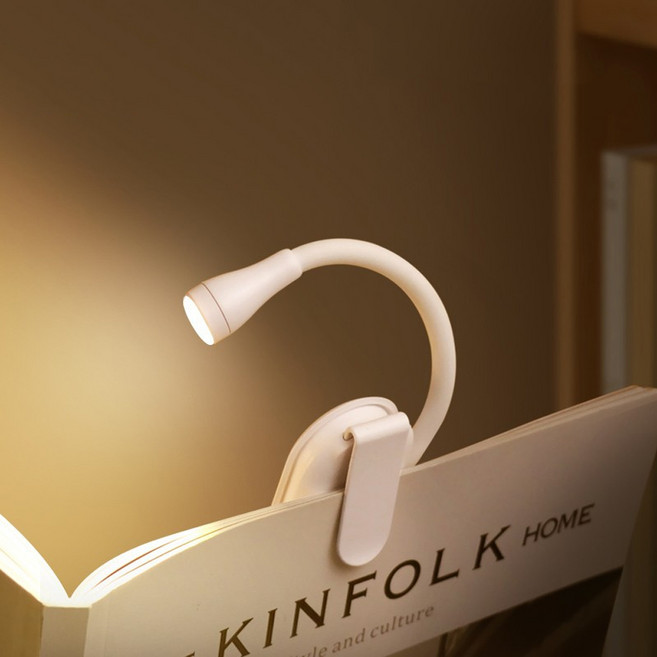 집드리 멀티 라이트 집게 북라이트 독서등 휴대용 LED 공부등 무드등, 화이트