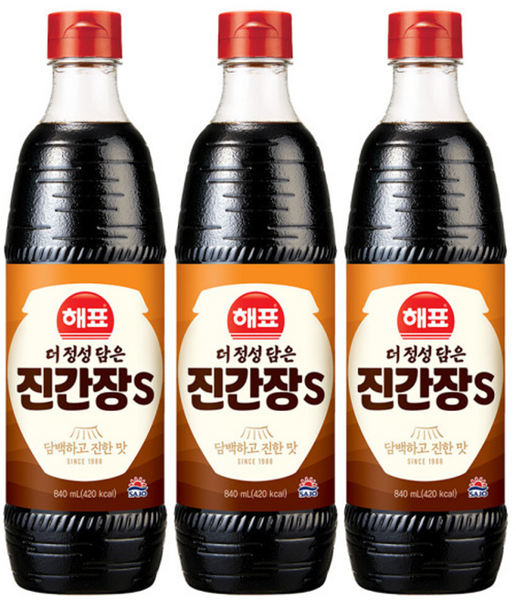 해표 더 정성 담은 진간장S 840ml, 3개