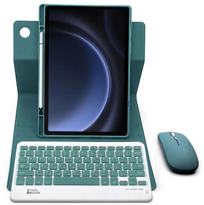 갤럭시탭A9 플러스 11 호환 콤비회전 S펜수납 블루투스 케이스 키보드 마우스 패키지, 아보카도, 1개