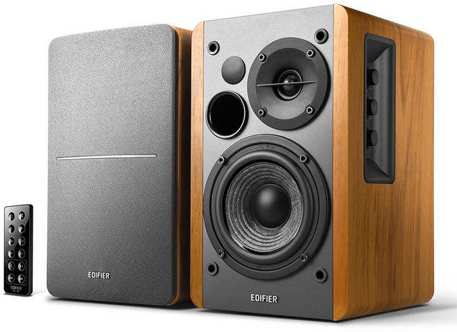 에디파이어 2.0 스테리오 시스템 북쉘프 스피커리모컨포함 R1280DB, 브라운