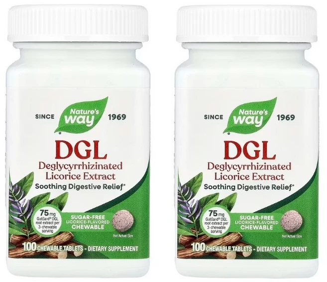 네이쳐스웨이 DGL 글리시리진이 제거된 감초 추출물 츄어블 100정 2개 - 쿠팡