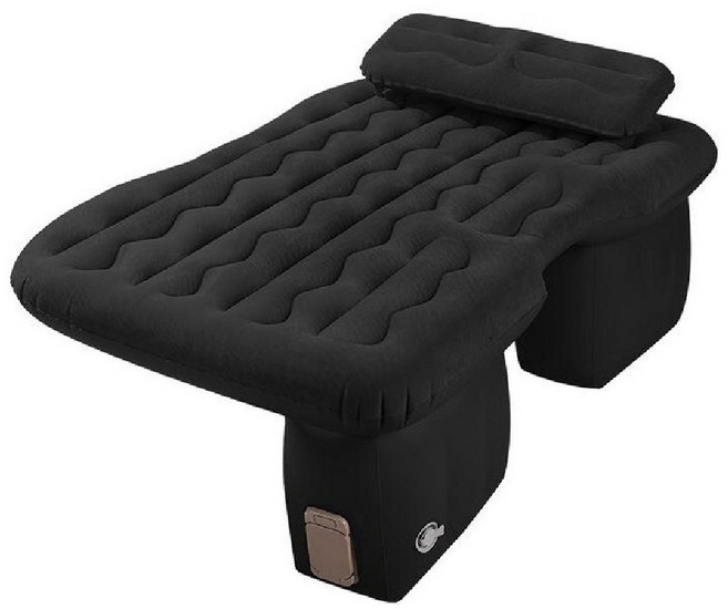 뒷좌석 원터치 에어매트 무선 랜턴 자동펌프 휴대용 자동차 침대 차량용 캠핑 차박, 타이거 블랙, 범용