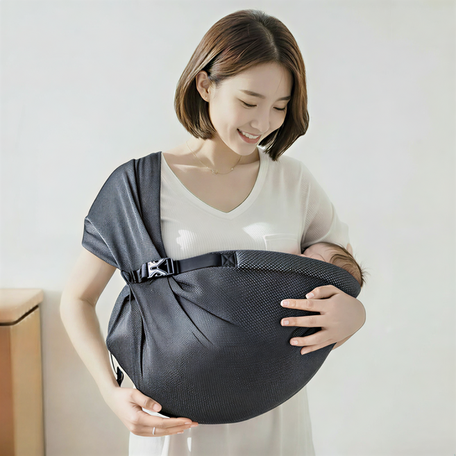 노아르벨 신생아 슬링 메쉬형 아기띠, 블랙