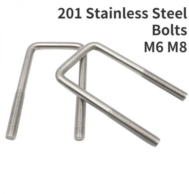 M6 M8 사각 U 볼트 파이프 부착용 직각 자형 라이딩 201 스테인리스 스틸 1 개, [16] NJ M8x30x75mm, 1개